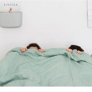 Sea Me linen fitted sheet, light green